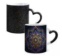 FodPand Purple Mandala Art Color Changing Mugs Heat Sensitive Ceramic Coffee Mugs Funny Temperature Changing Mug Novelty Magic Cup Gift for Coffee Lover 11 Oz