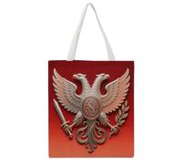 FodPand Quilted Eagle Sword Olive Canvas Tote Bag Heavy Duty Reusable Grocery Shopping Bag with Handles Travel Carry on Bags Foldable Utility Tote for Beach Work Daily Commute
