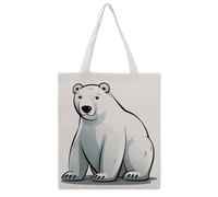 FodPand Quilted Polar Bear Canvas Tote Bag Heavy Duty Reusable Grocery Shopping Bag with Handles Travel Carry on Bags Foldable Utility Tote for Beach Work Daily Commute