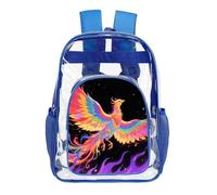 FodPand Radiant Phoenix Clear Mini Backpack Transparent Backpacks PVC See Through Clear Bag for Work Travel, Blue, 43X32.5cm, Daypack Backpacks
