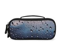 FodPand Rain Drops on Glass Cosmetic Bag with Handle And Zipper Makeup Brushes Organizer Case PU Leather Toiletry Bag Small Makeup Bags for Travel Or Daily