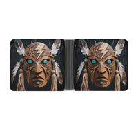 FodPand Rain God Mask Wallet for Men Leather Bifold Wallet Front Pocket Wallets Card Holder Wallets Money Clip
