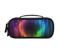 FodPand Rainbow Neon Cosmetic Bag with Handle And Zipper Makeup Brushes Organizer Case PU Leather Toiletry Bag Small Makeup Bags for Travel Or Daily