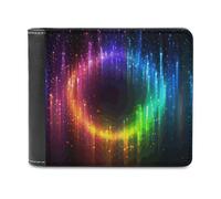 FodPand Rainbow Neon Leather Wallets for Men Women Credit Card Holder Slim Billfold Wallet with 6 Card Slots