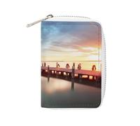 FodPand Rainbows Lighthouse Seaside Credit Card Holder Compact Leather Card Wallet Zipper Portable Id Purse 20 Cards Slots