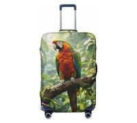 FodPand Rainforest Parrot Travel Luggage Cover Elastic Suitcase Cover Protector Anti-Scratch Luggage Protector Universal Washable Travel Sleeve Baggage Case Fits 18-32 Inch Suitcase, Black, S