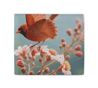 FodPand Red Bird Butterfly Flowers Bifold Wallet for Men Women, 4.3"x3.7" Compact Leather Wallet with ID Window & Coin Pocket, Slim Minimalist Card Holder for Daily Carry & Travel