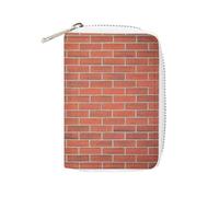 FodPand Red Brick Wall Texture Credit Card Holder Compact Leather Card Wallet Zipper Portable Id Purse 20 Cards Slots