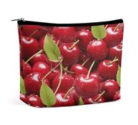 FodPand Red Cherries Makeup Bag Portable Travel Makeup Pouch Cosmetic Bags Zipper Bag Small Toiletry Pouch For Women