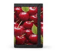 FodPand Red Cherries Wallet Large Capacity Trifold Wallet Wallet for Men with ID Holder RFID Blocking Purse Polyester Wallets
