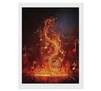 FodPand Red Flame Music Note Diamond Painting Kits for Adults Beginners 5D Square Drill Diamond Art Kits with DIY Tools Gem Art Crafts for Home Wall Decor Living Room Bedroom Office Decoration 12x16