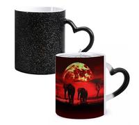 FodPand Red Full Moon Elephants Color Changing Mugs Heat Sensitive Ceramic Coffee Mugs Funny Temperature Changing Mug Novelty Magic Cup Gift for Coffee Lover 11 Oz