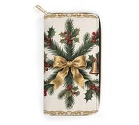 FodPand Red Grey Santa Gnome Wallets for Men Women - PU Leather Zip Around Wallet with 4 Card Slots & 3 Cash Compartments, 7.8 X 4.1 Inch Large Capacity Long Purse for Travel