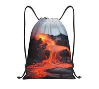FodPand Red Hot Lava from Kilauea Volcano Drawstring Backpack Sports Gym Sackpack Waterproof Swim Bag Men Women, Black, M