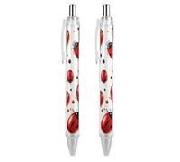 FodPand Red Ladybug Ballpoint Pens Fine Point Smooth Writing Pen Retractable Ball Point Pens 0.5mm Black Ink Pen Office Supplies Gifts for Men Women 2 PCS