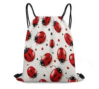 FodPand Red Ladybug Drawstring Backpack Gym Trip Cinch Sack for Unisex Waterproof Shoe Bags for Travel Honeycomb Fabric Drawstring Bag 16x 20 Inch for Swimming Beach