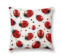 FodPand Red Ladybug Throw Pillow Covers 12 "x12 Decorative Plush Pillowcase with Hidden Zipper Double-Sided Boho Farmhouse Cushion Case for Sofa Bed Chair, Holiday Decor, Home Gift