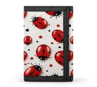 FodPand Red Ladybug Wallet Large Capacity Trifold Wallet Wallet for Men with ID Holder RFID Blocking Purse Polyester Wallets