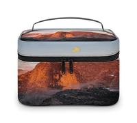 FodPand Red Rock Carrying The Moon Makeup Bag with Makeup Brush Compartment Cosmetic Bag with Handle And Zipper Portable Organizer Bag for Daily, Camping, Traveling, Hotel