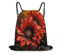 FodPand Red Sunflower Drawstring Backpack Gym Trip Cinch Sack for Unisex Waterproof Shoe Bags for Travel Honeycomb Fabric Drawstring Bag 16x 20 Inch for Swimming Beach