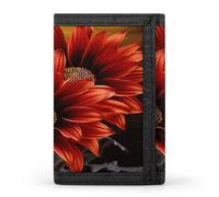 FodPand Red Sunflower Wallet Large Capacity Trifold Wallet Wallet for Men with ID Holder RFID Blocking Purse Polyester Wallets