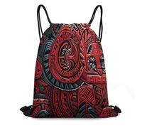 FodPand Red Tribal Pattern Drawstring Backpack Gym Trip Cinch Sack for Unisex Waterproof Shoe Bags for Travel Honeycomb Fabric Drawstring Bag 16x 20 Inch for Swimming Beach