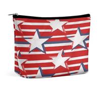 FodPand Red White Star Stripe Flag Toiletry Bag Large Capacity Makeup Bag Travel Makeup Pouch Mini Cosmetic Bags Zipper Make Up Storage Pouch Make Up Organizer Tool Pouchs