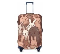FodPand Repeating Bunny Pattern Travel Luggage Cover Elastic Suitcase Cover Protector Anti-Scratch Luggage Protector Universal Washable Travel Sleeve Baggage Case Fits 18-32 Inch Suitcase, Black, S