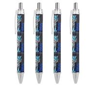FodPand Retractable Ballpoint Pens with Pocket Clip Black Gel Pen 0.5mm Fine Point Quick-Dry Liquid Ink Blue Rose Tiger Rollerball Pens Smooth Writing Office Supplies for Journaling Note Taking