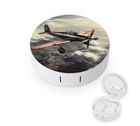 FODPAND Retro Airplane Contact Lens Case with Cleaner Washer Portable Contact Lens Holder Box with Mirror Tweezers Remover Tool Solution Bottle for Daily Makeup Office