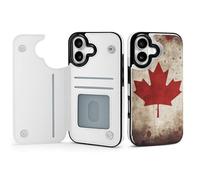 FodPand Retro Canada Flag Case for iPhone 17 Phone Cover Flip Phone Protective Cover Cute TPU Anti-Scratch Shockproof Minimalist Aesthetic Case for Women & Men White