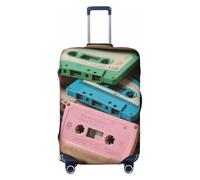 FodPand Retro Cassette Tape Travel Luggage Cover Elastic Suitcase Cover Protector Anti-Scratch Luggage Protector Universal Washable Travel Sleeve Baggage Case Fits 18-32 Inch Suitcase, Black, L