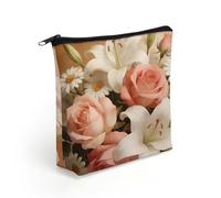 FodPand Retro Floral Makeup Bag with Sturdy Zipper，Linen Material Storage Bag,Large Capacity And Multi-Purpose Cosmetic Bag for Daily Life, Travel, Outings, Business Trips And Other Occasions