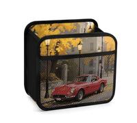 FodPand Retro Red Car Car Seat Organizer Backseat with Storage Pockets, Multipurpose Car Organizer Hanging, Cars Trash Bag Can,Premium PU Leather Garbage Can Large Capacity