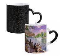 FodPand Riverside Café Scene Color Changing Mugs Heat Sensitive Ceramic Coffee Mugs Funny Temperature Changing Mug Novelty Magic Cup Gift for Coffee Lover 11 Oz