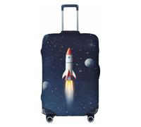 FodPand Rocket in Space Luggage Covers for Suitcase Tsa Approved, Stretchable & Washable Travel Suitcase Cover Protector Anti-Scratch Baggage Cover Trolley Case Sleeve Fit 18-32 Inch Luggage, Black, L