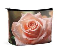 FodPand Rose Flower Pink Toiletry Bag Large Capacity Makeup Bag Travel Makeup Pouch Mini Cosmetic Bags Zipper Make Up Storage Pouch Make Up Organizer Tool Pouchs