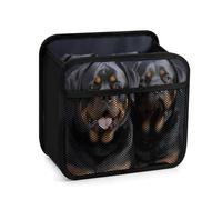 FodPand Rottweiler Wallpaper Car Seat Organizer Backseat with Storage Pockets, Multipurpose Car Organizer Hanging, Cars Trash Bag Can,Premium PU Leather Garbage Can Large Capacity