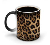 FodPand Rough Leopard Print Magic Color Changing Mug 11 Oz Black Ceramic Heat Sensitive Coffee Cup Temperature Activated Mug for Hot Cocoa Tea Drinks Funny Novelty Gift for Coffee Lovers Men Women