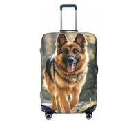 FodPand Running German Shepherd Dog Travel Luggage Cover Elastic Suitcase Cover Protector Anti-Scratch Luggage Protector Universal Washable Travel Sleeve Baggage Case Fits 18-32 Inch Suitcase, Black