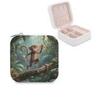 FodPand Running Monkey Mini Jewelry Travel Case Small Portable Jewelry Organizer Box Display Storage Box for Rings Earrings Necklaces Gifts for Women, Wedding, Birthday,New Year,Christmas