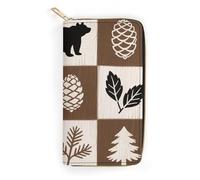 FodPand Rustic Lodge Wallets for Men Women - PU Leather Zip Around Wallet with 4 Card Slots & 3 Cash Compartments, 7.8 X 4.1 Inch Large Capacity Long Purse for Travel
