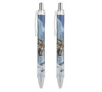 FodPand Saber-tooth Tiger at Cave Ballpoint Pens Fine Point Smooth Writing Pen Retractable Ball Point Pens 0.5mm Black Ink Pen Office Supplies Gifts for Men Women 2 PCS