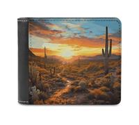 FODPAND Saguaros at Sunset Leather Wallet Extra Capacity Bifold Wallet Slim Minimalist Front Pocket Wallets Credit Card Holder