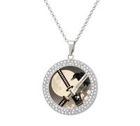 FodPand Samurai Sword Draw Pendant Necklace Diamond Jewelry Round Womens Necklaces Fashion Jewelry Accessories Birthday Gifts for Women, One size, Zinc, Diamond
