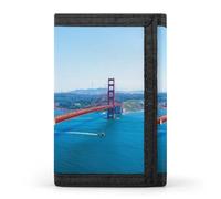 FodPand San Francisco Golden Gate Bridge Wallet,Portable Three Folds Wallet Sturdy With Hanging Buckle Zipper Wallets for Man Woman