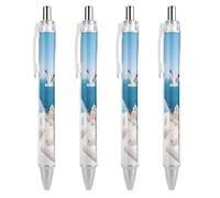 FodPand Santorini Greek Island Ballpoint Pens Fine Point Smooth Writing Pen Retractable Ball Point Pens 0.5mm Black Ink Pen Office Supplies Gifts for Men Women 4 PCS