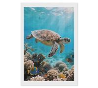 FodPand Sea Turtle Diamond Painting Kits for Adults Beginners 5D Square Drill Diamond Art Kits with DIY Tools Gem Art Crafts for Home Wall Decor Living Room Bedroom Office Decoration 8x12