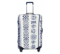 FodPand Set of Blue Embroidery Travel Luggage Cover Elastic Suitcase Cover Protector Anti-Scratch Luggage Protector Universal Washable Travel Sleeve Baggage Case Fits 18-32 Inch Suitcase, Black, M