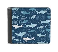FODPAND Sharksm Leather Wallet Extra Capacity Bifold Wallet Slim Minimalist Front Pocket Wallets Credit Card Holder